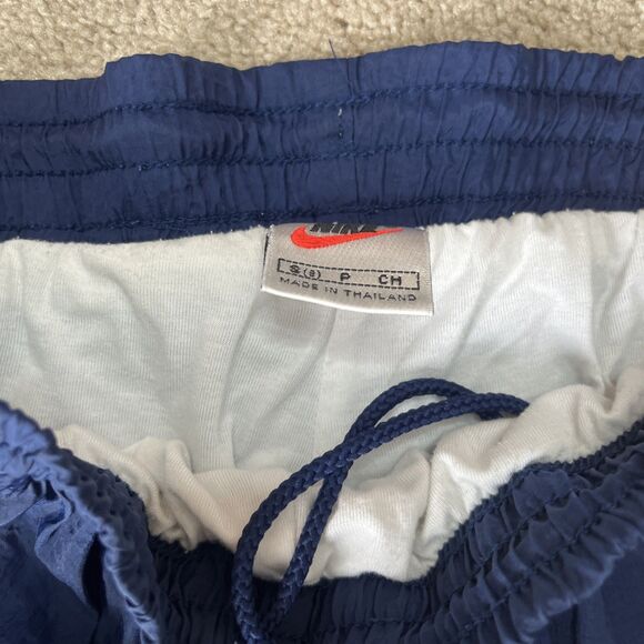 Vintage Nike Tracksuit Jacket Pants Set Boys Small 8 Navy White Nylon 90s Swishy - Picture 9 of 12